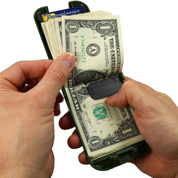 Slim RFID Blocking Wallet for Men - Trooper Green, Secure & Stylish with Clip - Picture 4 of 6